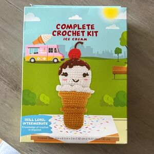 Complete Crochet Kit Ice Cream Toy - Brown and White